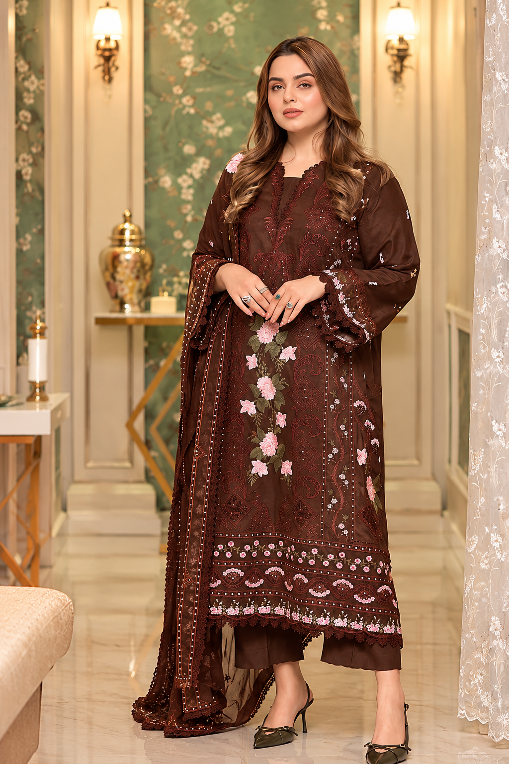 Dhanak Embroidery 3piece