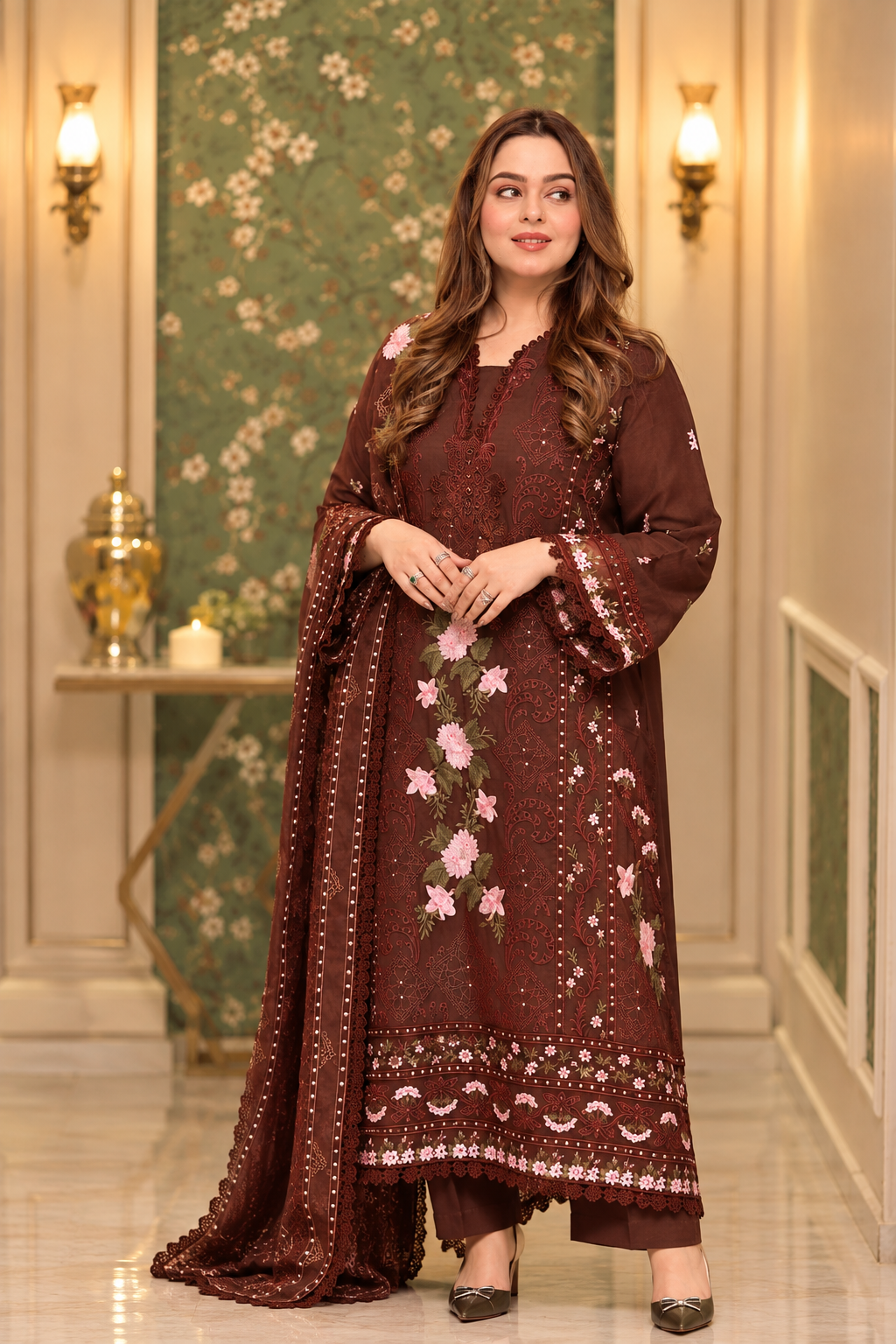 Dhanak Embroidery 3piece