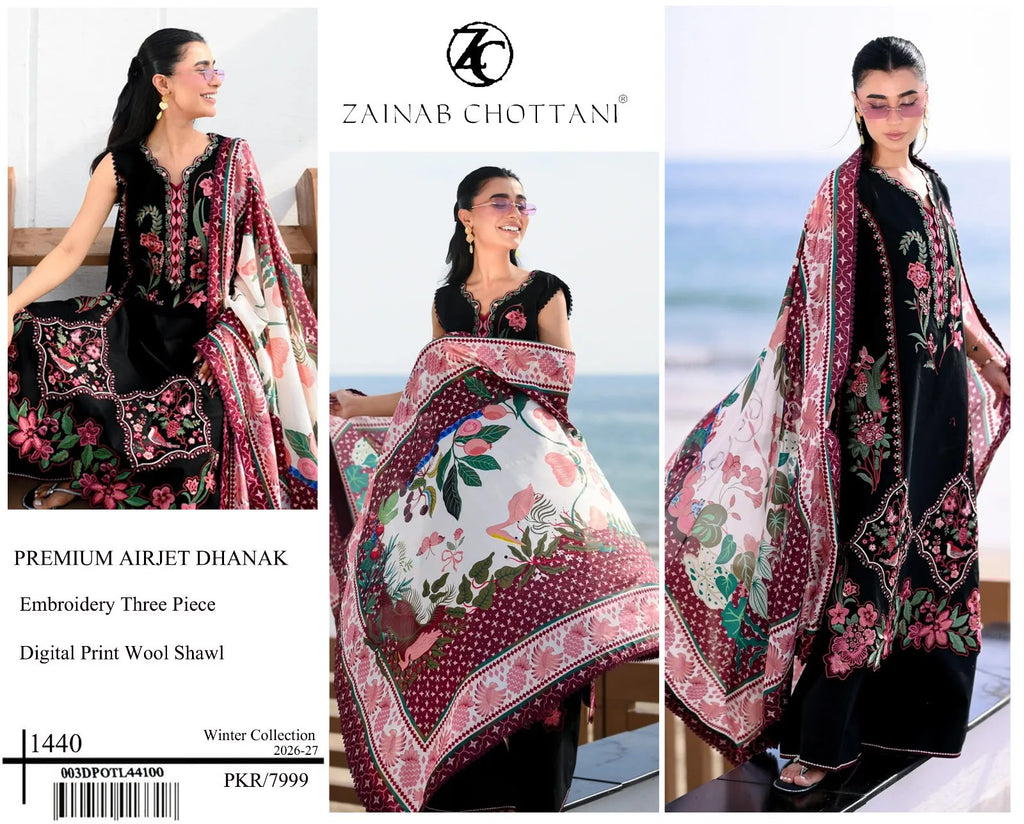 Dhanak Embroidery 3piece