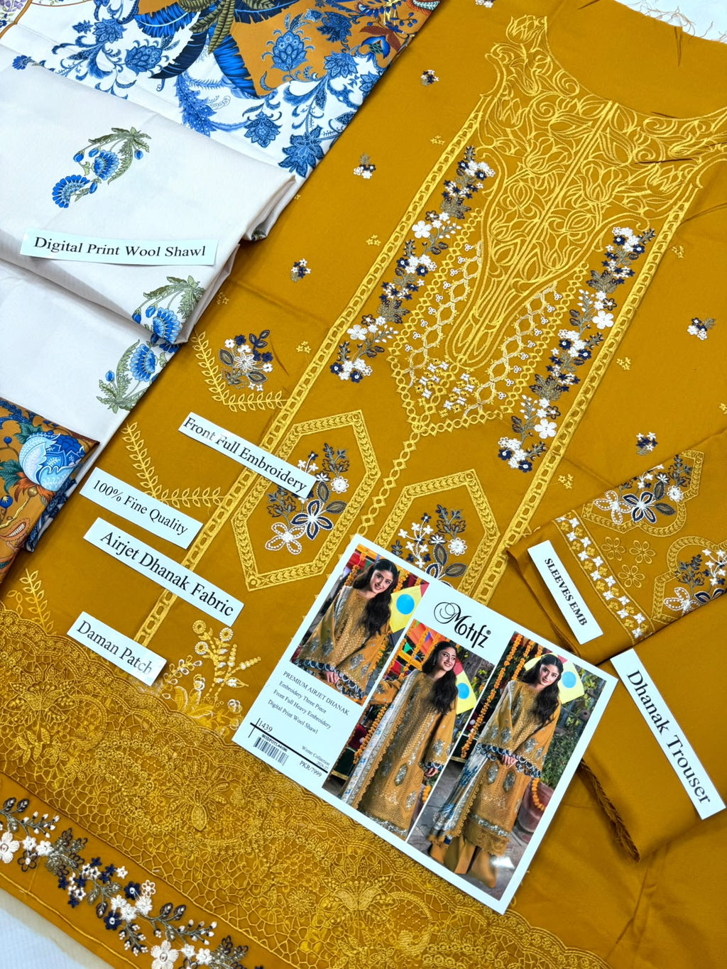 Dhanak Embroidery 3piece