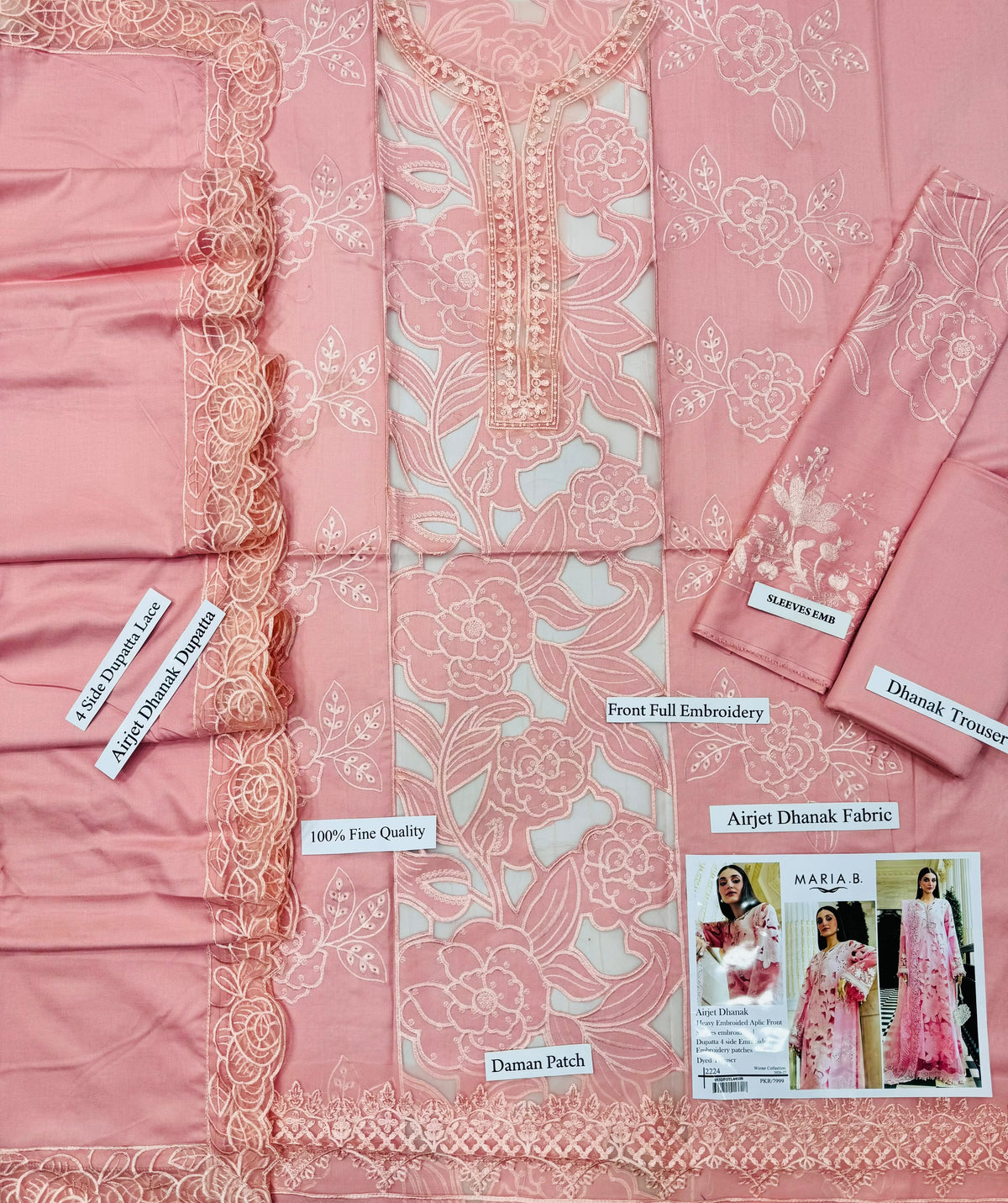Dhanak Embroidery 3piece